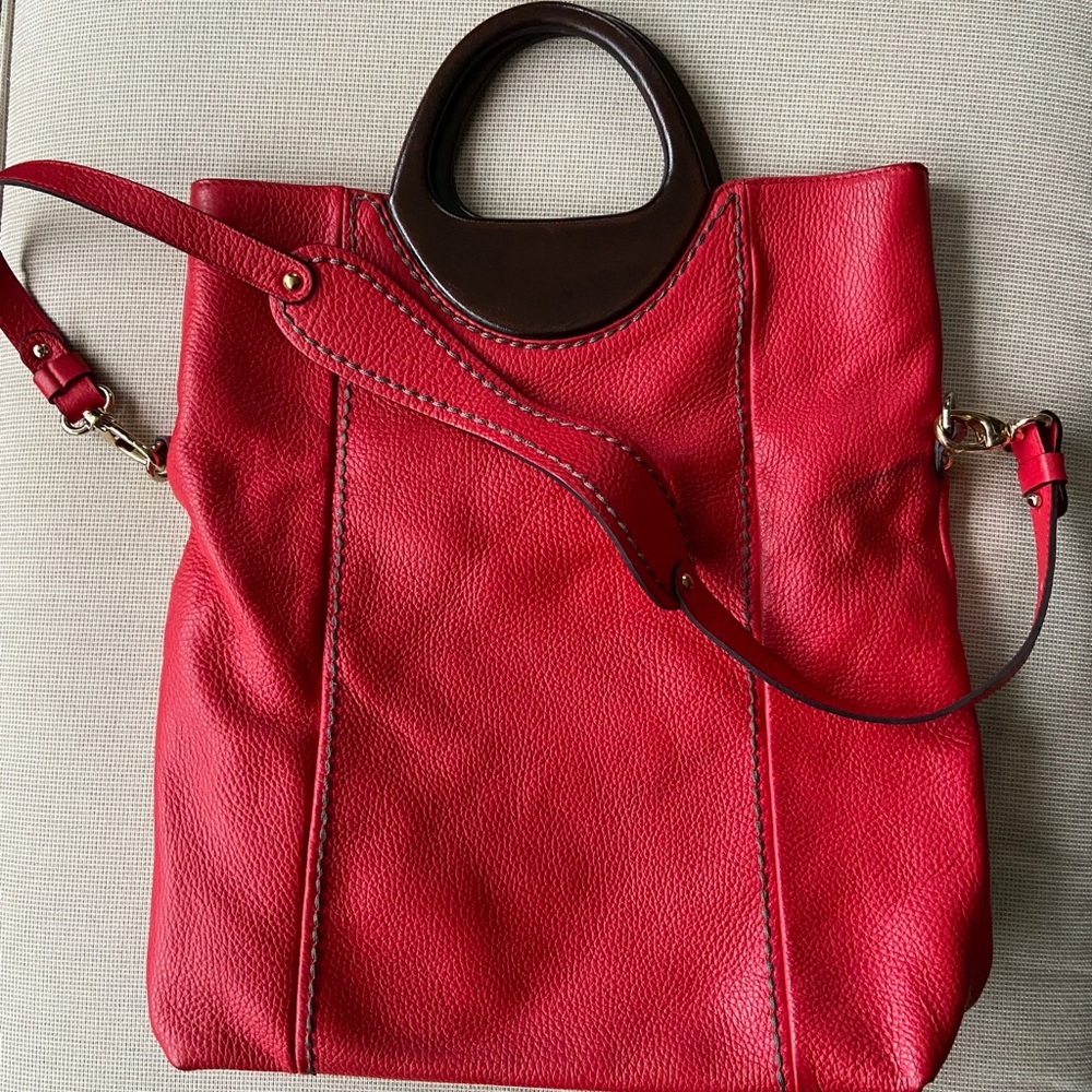 Plinio Visona red leather tote bag